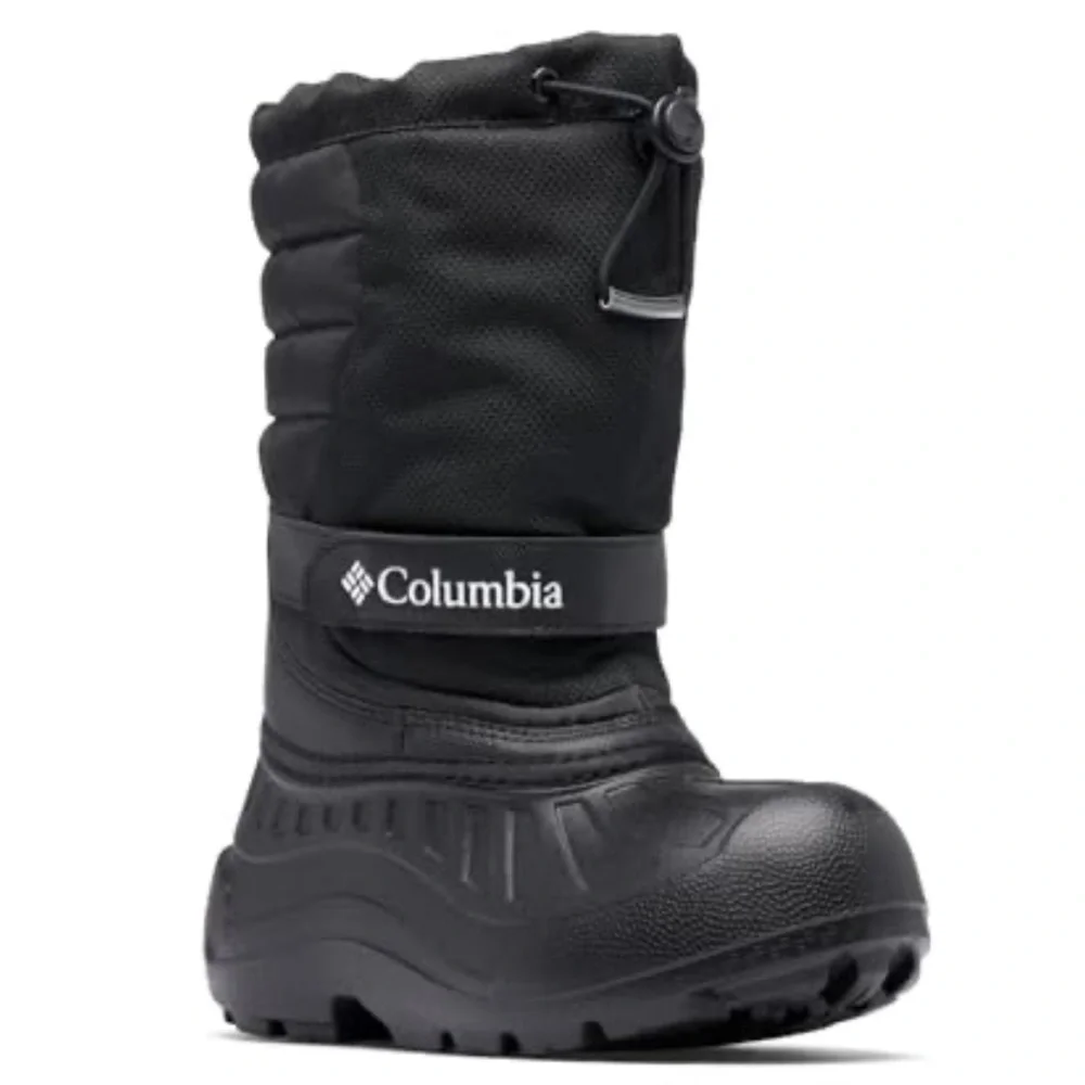 NWT Columbia Youth Powderbug Snowlite Waterproof Snow Boot, Black/White